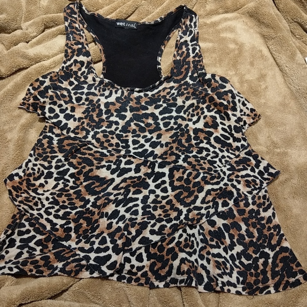Layered leopard print tank top